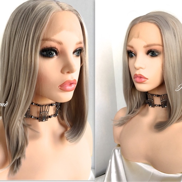 Sleek Bob Lace Front Wig Grey -Lace Front Wigs main image 5